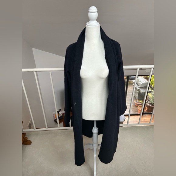 M.DEUX NWT Long Dark Navy Shawl Cardigan Kawaii Japan Japanese Brand Work Simple - Picture 5 of 5